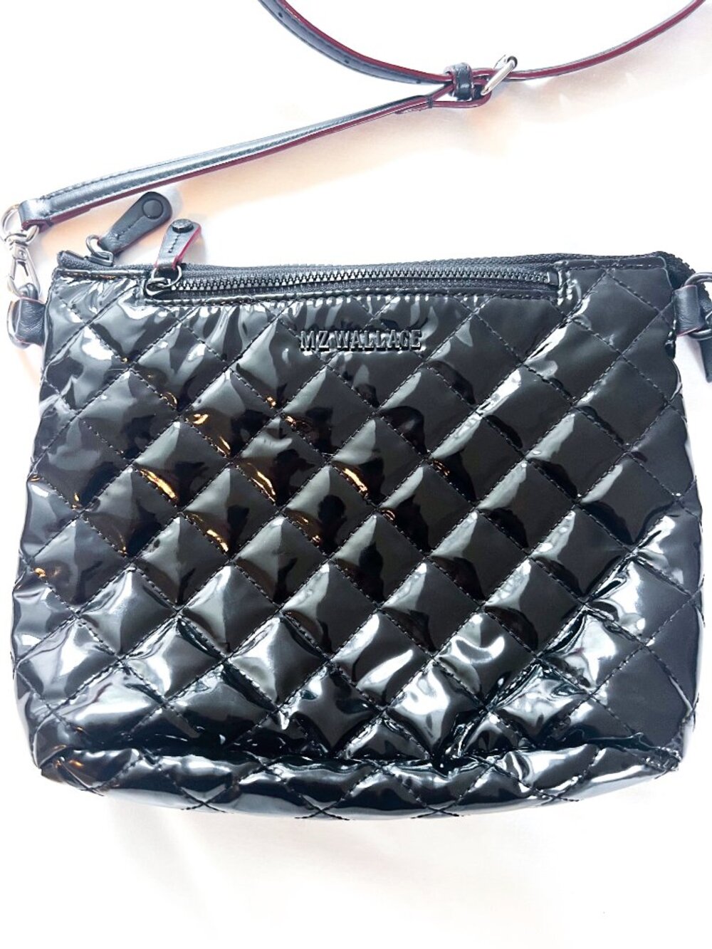 Mz wallace black lacquer crossbody metro scout leather strap - Picture 5 of 14